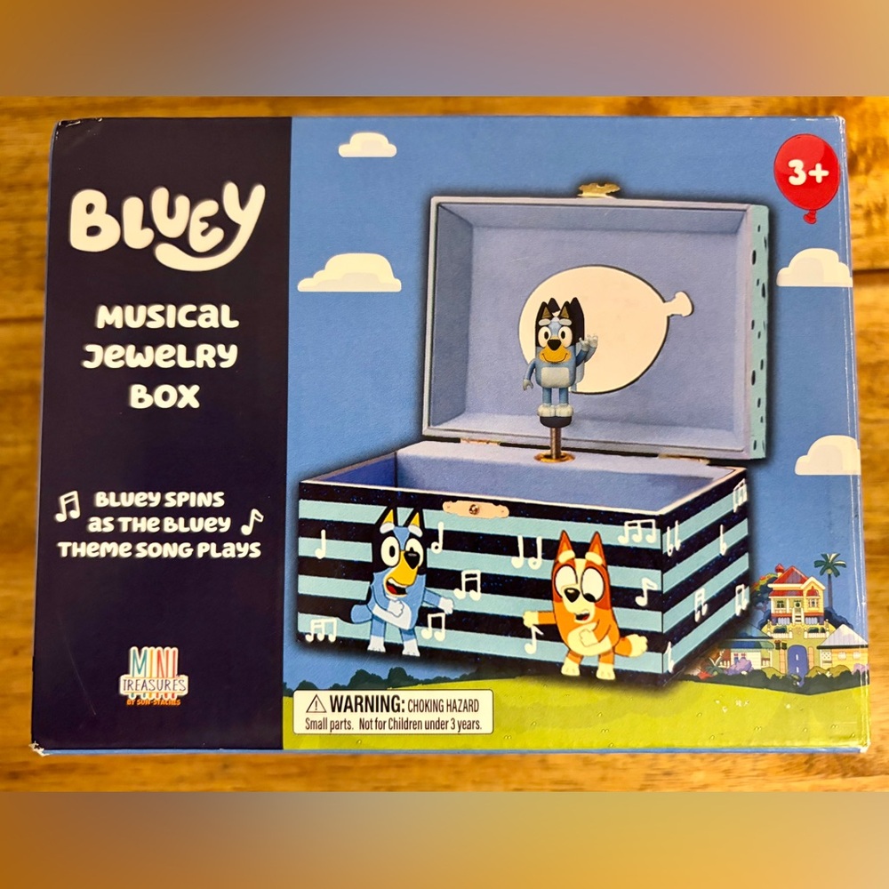 Bluey Musical Jewelry Box with Blue and Teal Stripes - Picture 5 of 6